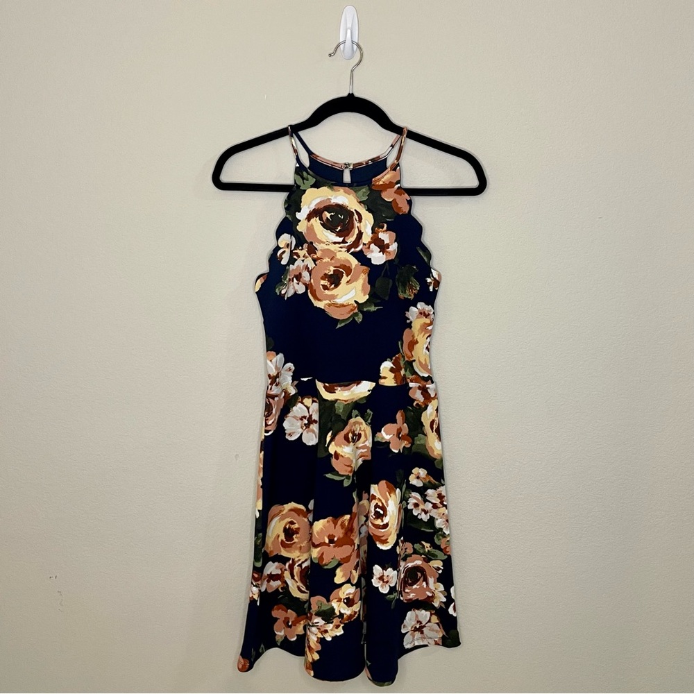 Altar’d State Scalloped Halter Neck Floral Print Dress